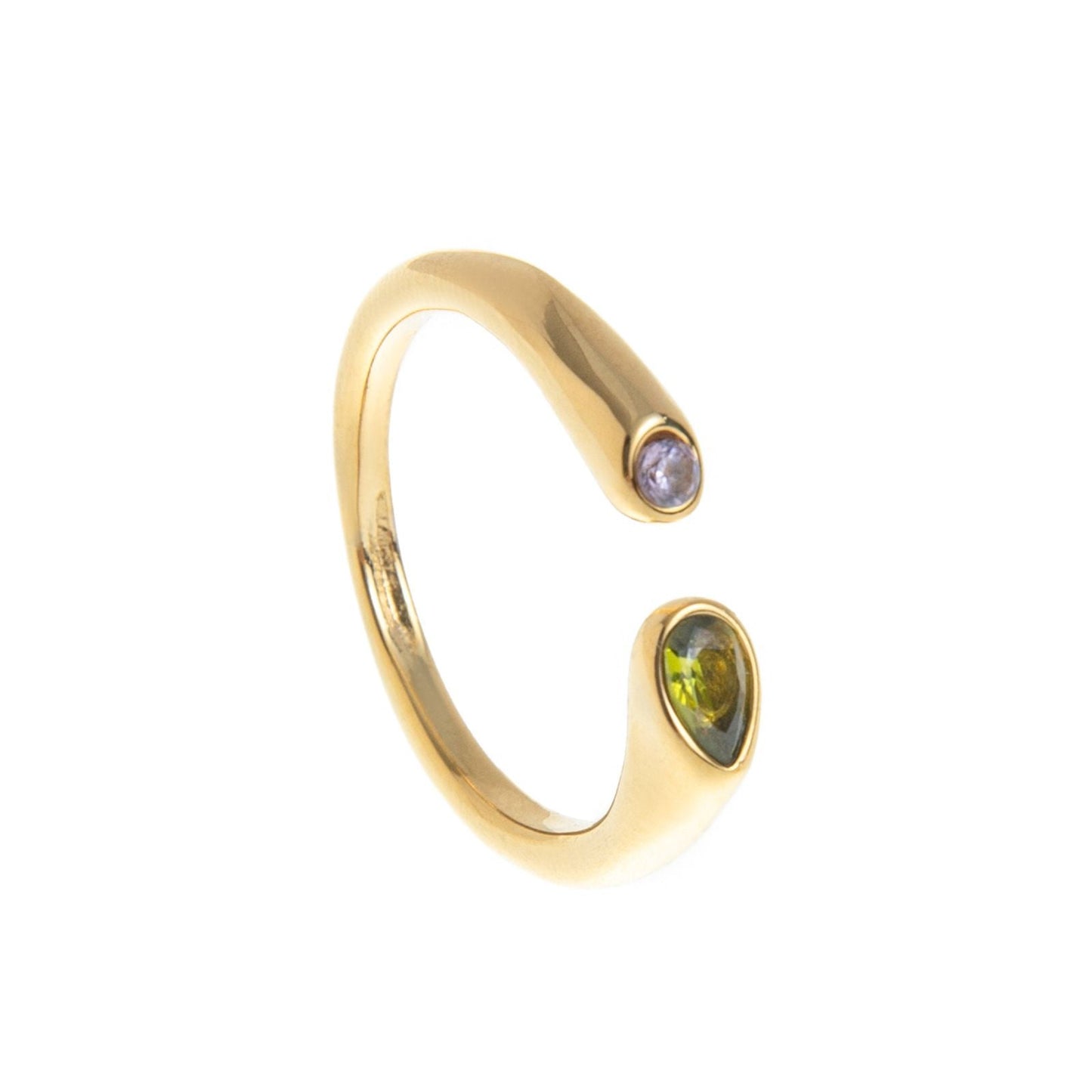 Adjustable Birthstone(August) Open Ring Set 18K Gold Plated Stainless Steel Minimalist Dainty Stackable Gemstone Rings Personalized Jewelry Gift Box Included Everyday Wear Gift
