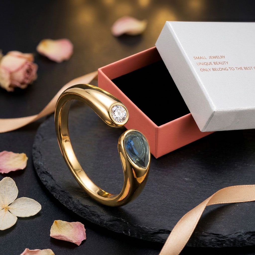 Adjustable Birthstone(September) Open Ring Set 18K Gold Plated Stainless Steel Minimalist Dainty Stackable Gemstone Rings Personalized Jewelry Gift Box Included Everyday Wear Gift