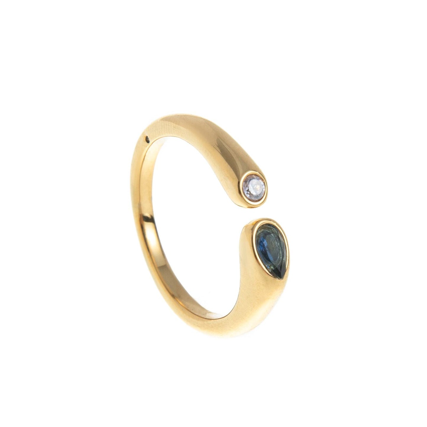 Adjustable Birthstone(September) Open Ring Set 18K Gold Plated Stainless Steel Minimalist Dainty Stackable Gemstone Rings Personalized Jewelry Gift Box Included Everyday Wear Gift