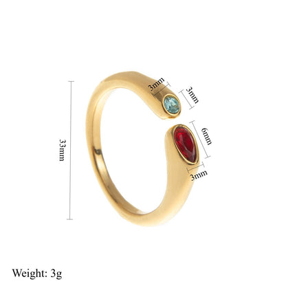Adjustable Birthstone(September) Open Ring Set 18K Gold Plated Stainless Steel Minimalist Dainty Stackable Gemstone Rings Personalized Jewelry Gift Box Included Everyday Wear Gift