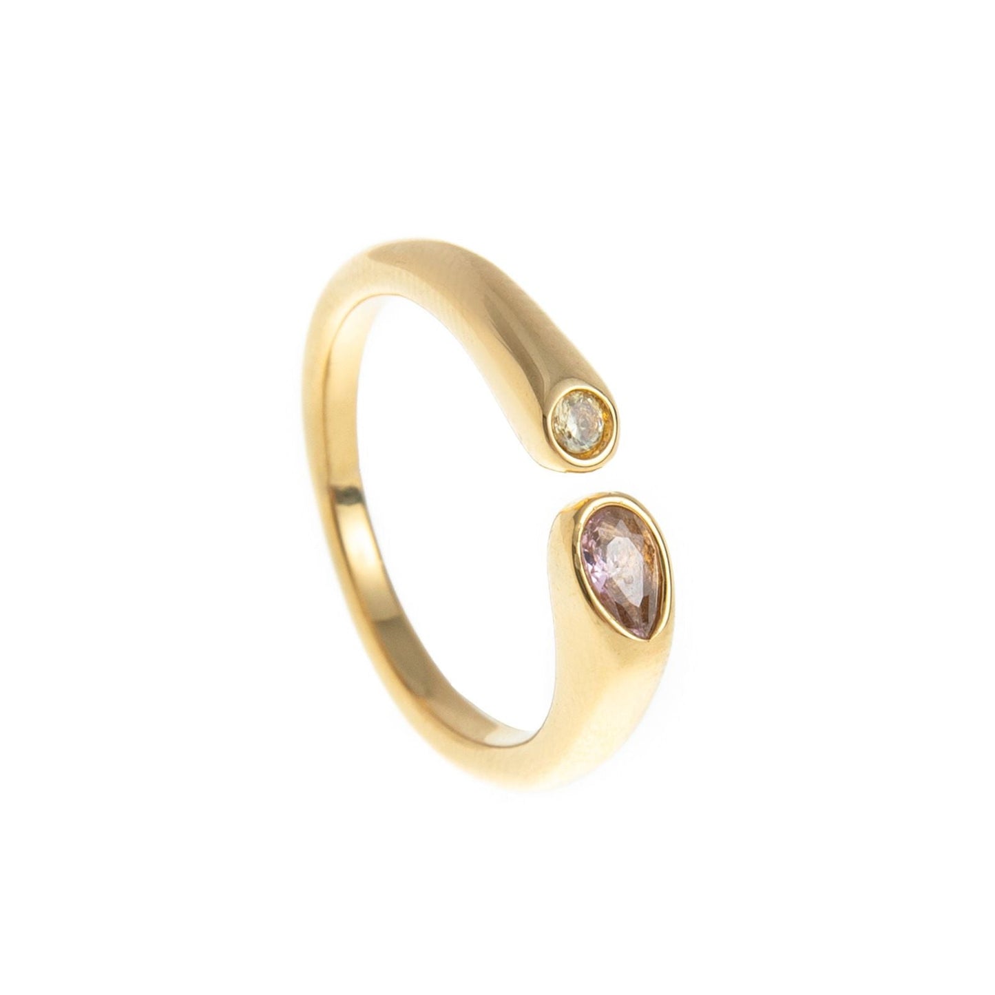 Adjustable Birthstone(October) Open Ring Set 18K Gold Plated Stainless Steel Minimalist Dainty Stackable Gemstone Rings Personalized Jewelry Gift Box Included Everyday Wear Gift