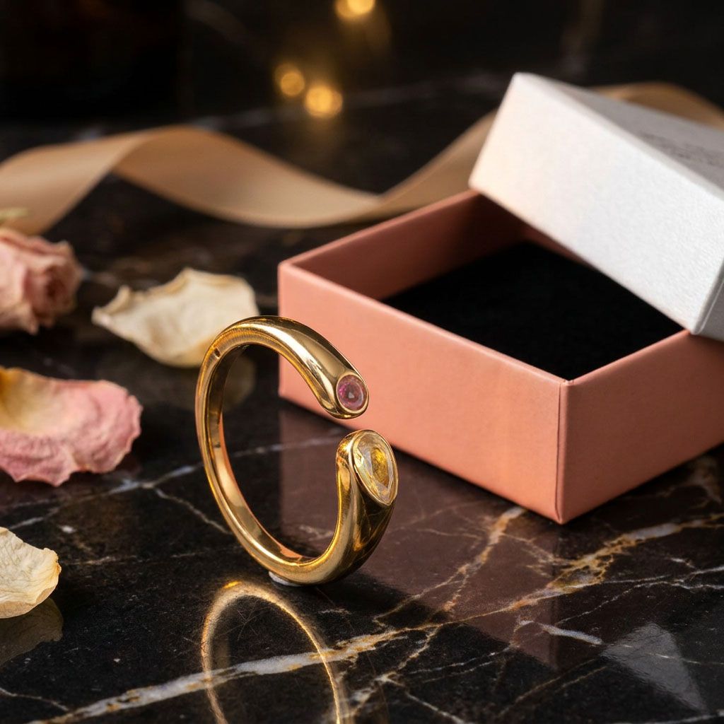 Adjustable Birthstone(November) Open Ring Set 18K Gold Plated Stainless Steel Minimalist Dainty Stackable Gemstone Rings Personalized Jewelry Gift Box Included Everyday Wear Gift