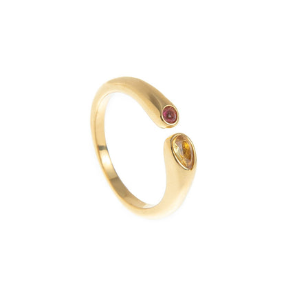 Adjustable Birthstone(November) Open Ring Set 18K Gold Plated Stainless Steel Minimalist Dainty Stackable Gemstone Rings Personalized Jewelry Gift Box Included Everyday Wear Gift