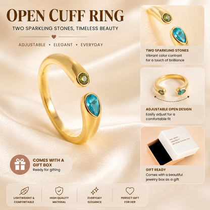 Adjustable Birthstone(December) Open Ring Set 18K Gold Plated Stainless Steel Minimalist Dainty Stackable Gemstone Rings Personalized Jewelry Gift Box Included Everyday Wear Gift