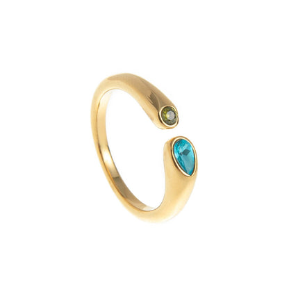 Adjustable Birthstone(December) Open Ring Set 18K Gold Plated Stainless Steel Minimalist Dainty Stackable Gemstone Rings Personalized Jewelry Gift Box Included Everyday Wear Gift