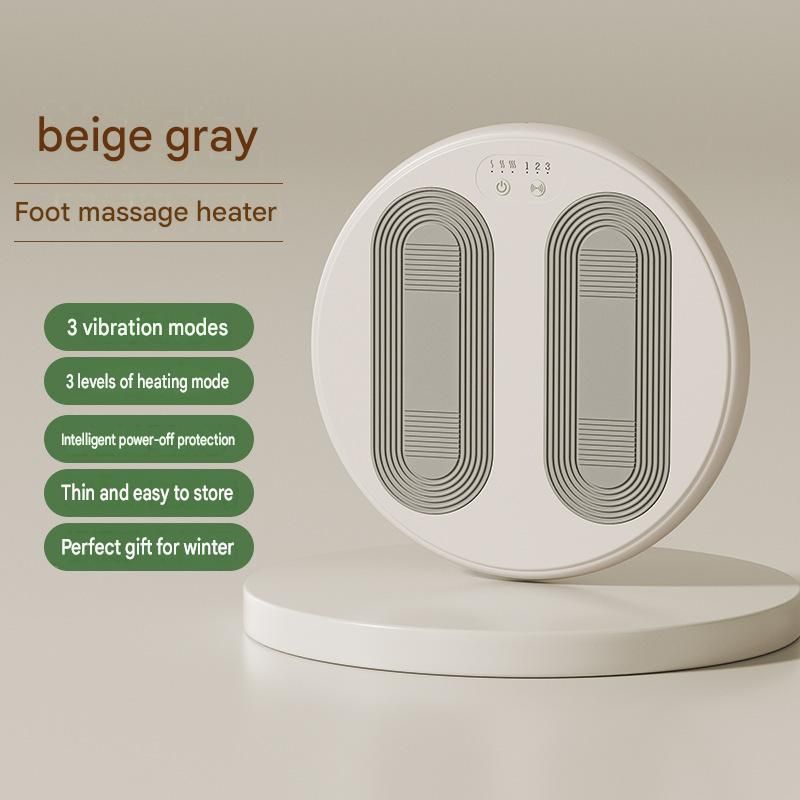 Beige USB Heated Foot Massager Foot Warmer Mat Electric Foot Heating Pad with Vibration Modes 3 Heat Levels 45C 50C 55C for Home Office Winter Comfort Portable Compact Design