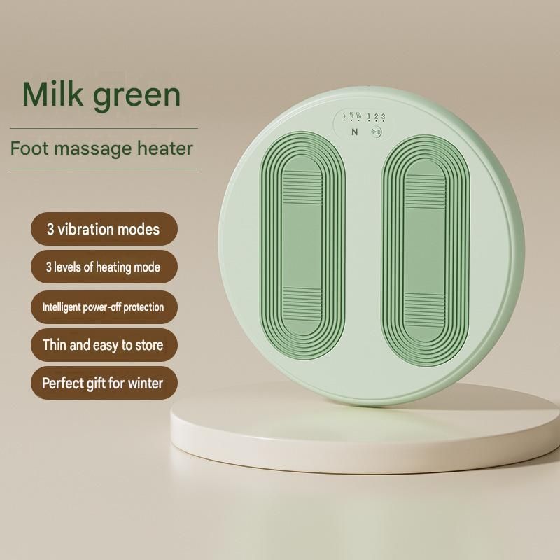Green USB Heated Foot Massager Foot Warmer Mat Electric Foot Heating Pad with Vibration Modes 3 Heat Levels 45C 50C 55C for Home Office Winter Comfort Portable Compact Design