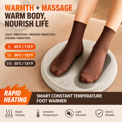 Green USB Heated Foot Massager Foot Warmer Mat Electric Foot Heating Pad with Vibration Modes 3 Heat Levels 45C 50C 55C for Home Office Winter Comfort Portable Compact Design