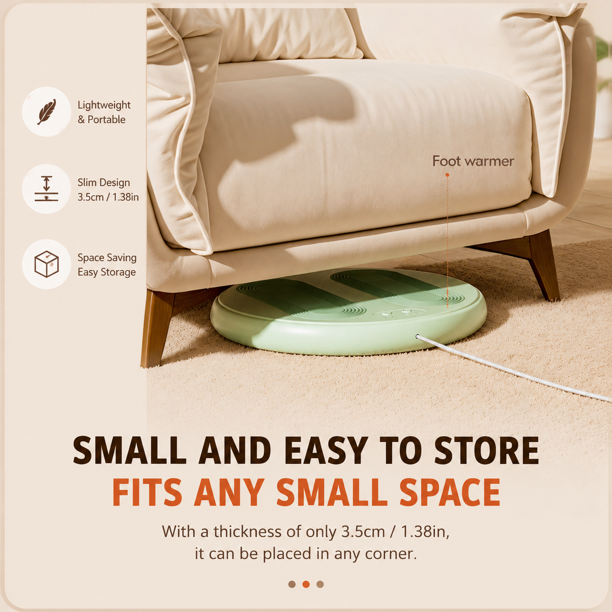 Green USB Heated Foot Massager Foot Warmer Mat Electric Foot Heating Pad with Vibration Modes 3 Heat Levels 45C 50C 55C for Home Office Winter Comfort Portable Compact Design