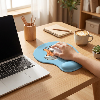 Ergonomic Gel Wrist Support Mouse Pad Cat pattern (I'm ok!)  Soft Silicone Wrist Rest Desk Accessory for Office Home Gaming Comfortable Non Slip Ergonomic Computer Use