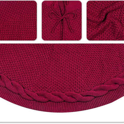 Red Christmas tree skirt and snowman pattern stocking set - 122cm diameter tree skirt, holiday home decor set, reusable Christmas tree base cover and fireplace mantle stocking, suitable for living room and gift display