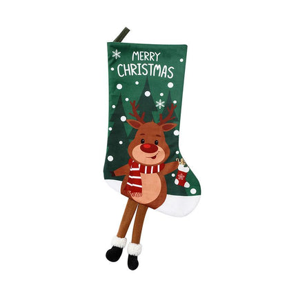 Festive Holiday Home Decoration Set - White Knitted Christmas Tree Skirt & Reindeer Stocking Combo for Cozy Seasonal Styling