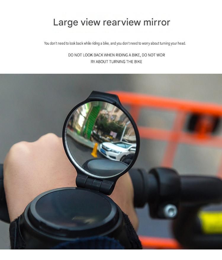 Bicycle Wrist Rearview Mirror 360 Rotatable - Adjustable Wrist Mounted Convex Cycling Mirror, 360 degree Rotation, Arm Strap Handlebar Mount, Cycling Safety for Urban Commuting and Travel Use