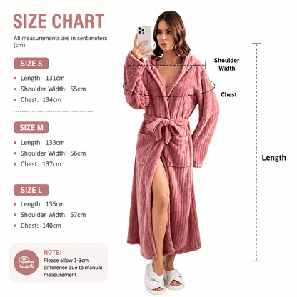 Women's Pink Coral Fleece Hooded Bathrobe (S)- Soft Plush Long Sleeve Wrap Robe with Tie Belt, Highly Absorbent Loungewear for Home Spa and Winter Sleepwear