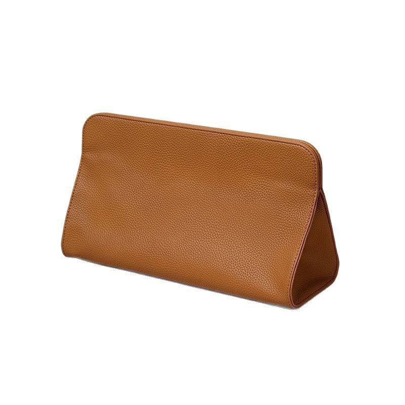 Brown Hair Dryer Storage Bag - Faux Leather Travel Organizer with Magnetic Closure, Waterproof Heat Resistant Pouch for Straighteners Curling Irons and Styling Tools
