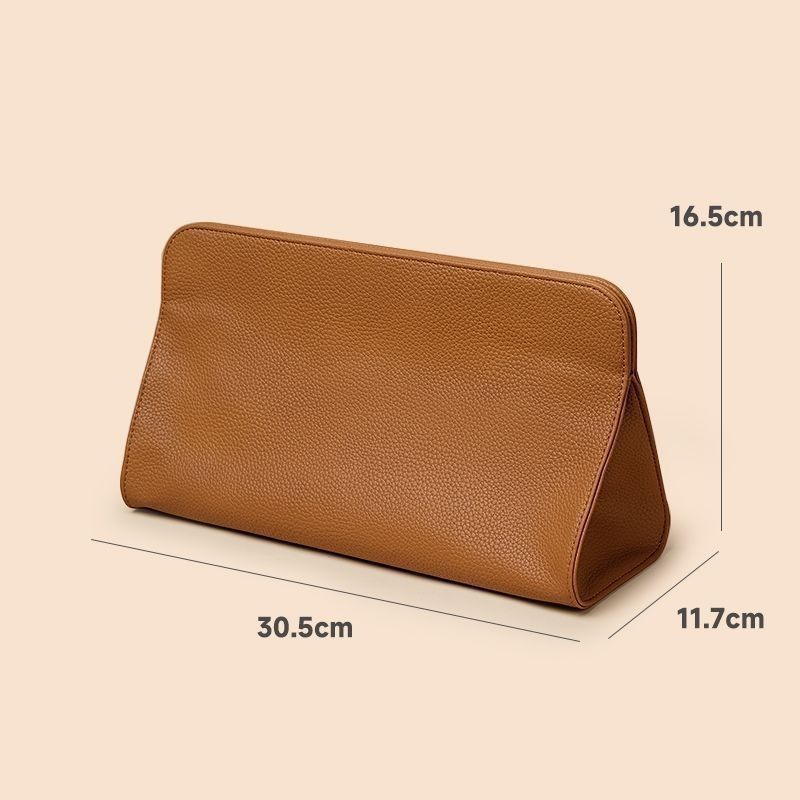 Brown Hair Dryer Storage Bag - Faux Leather Travel Organizer with Magnetic Closure, Waterproof Heat Resistant Pouch for Straighteners Curling Irons and Styling Tools