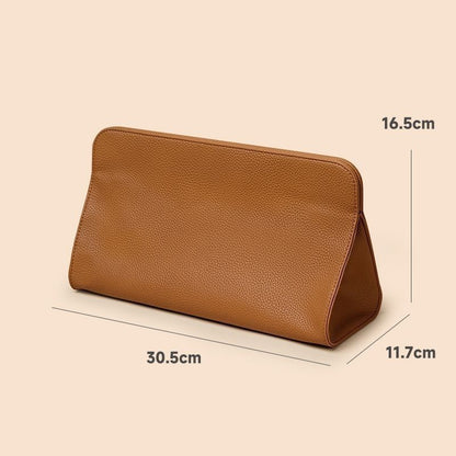 Brown Hair Dryer Storage Bag - Faux Leather Travel Organizer with Magnetic Closure, Waterproof Heat Resistant Pouch for Straighteners Curling Irons and Styling Tools