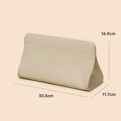 Beige Hair Dryer Storage Bag - Faux Leather Travel Organizer with Magnetic Closure, Waterproof Heat Resistant Pouch for Straighteners Curling Irons and Styling Tools