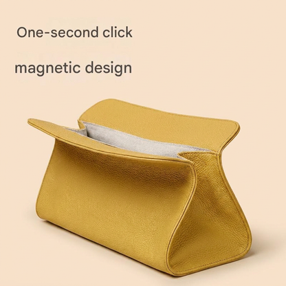 Yellow Hair Dryer Storage Bag - Faux Leather Travel Organizer with Magnetic Closure, Waterproof Heat Resistant Pouch for Straighteners Curling Irons and Styling Tools