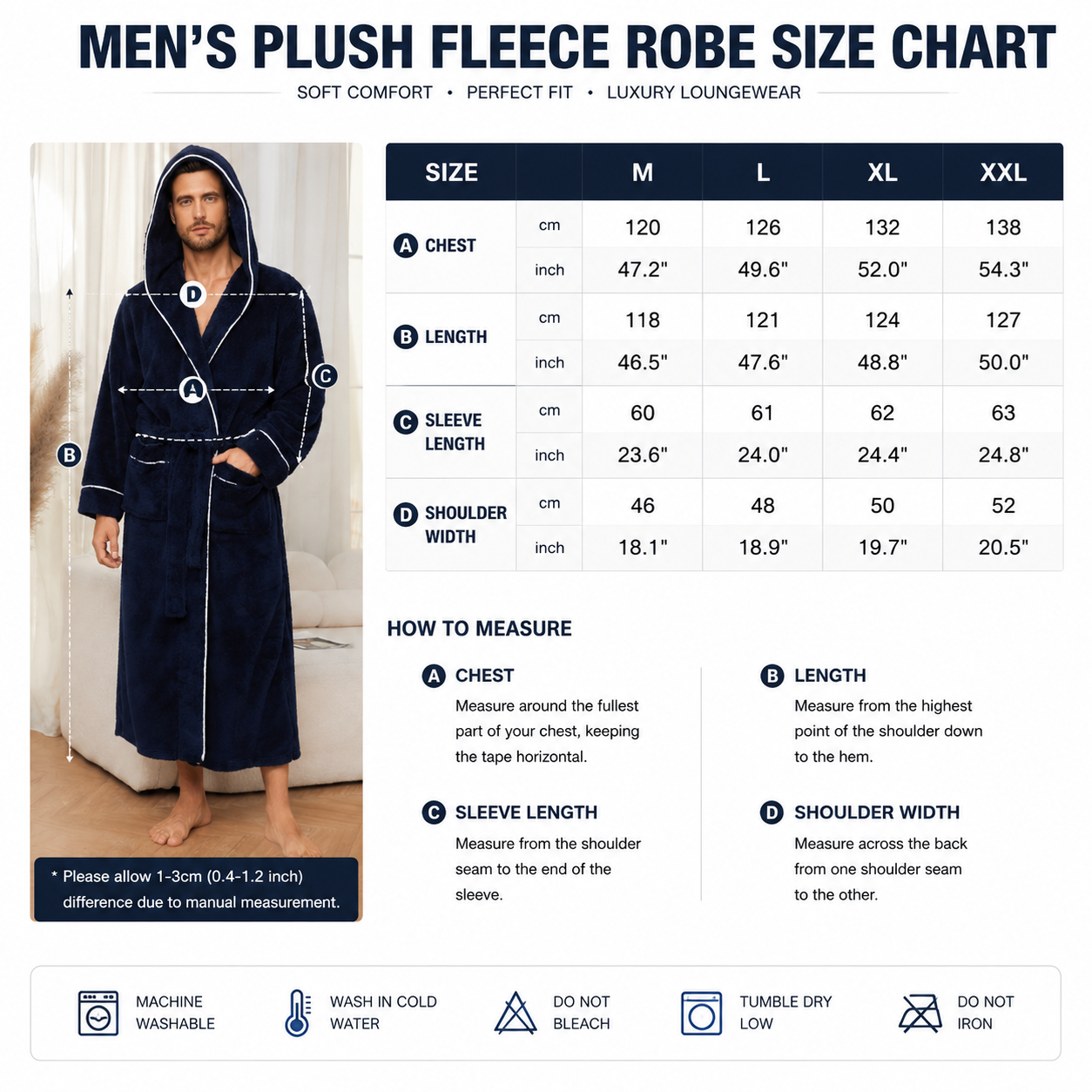 Men's Plush Fleece Hooded Bathrobe Black XXL Size Shawl Collar Dressing Gown - Thick Warm Soft Winter Loungewear with Belt Deep Pockets Machine Washable Home Spa Comfort Gift Ready