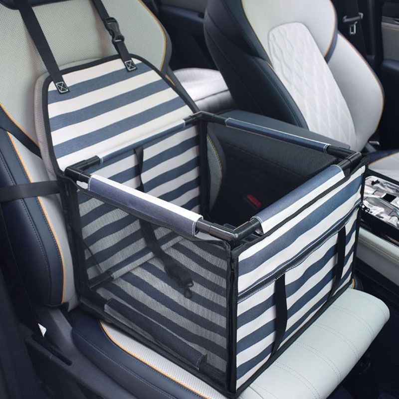 Pet Car Seat for Dogs and Cats Waterproof Mesh Booster Seat Carrier Bag - Striped Car Travel Pet Bed with Safety Strap Anti Slip Portable Pet Travel Carrier for Small Pets