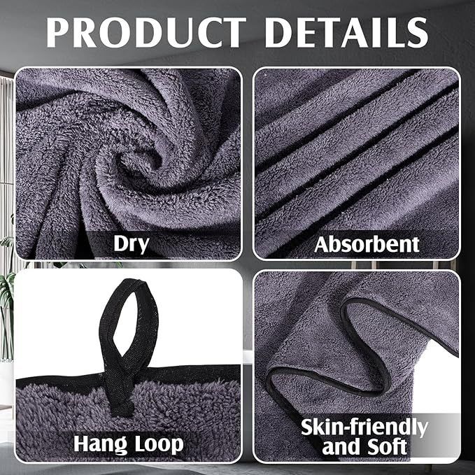 Light blue men's bath towel and gray towel set, made of coral fleece, quick-drying and absorbent. The towels have adjustable snap buttons, are soft and comfortable, and suitable for bathrooms, gyms, saunas, home spas, and other occasions