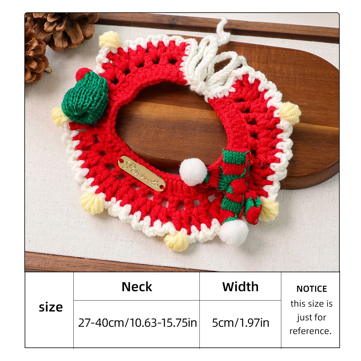 Christmas Pet Collarï¼ˆRed scarf and hatï¼‰ Knitted Festive Dog Cat Collar Red Green Adjustable Soft Lightweight Holiday Pet Accessories for Small Dogs and Cats  Party Wear