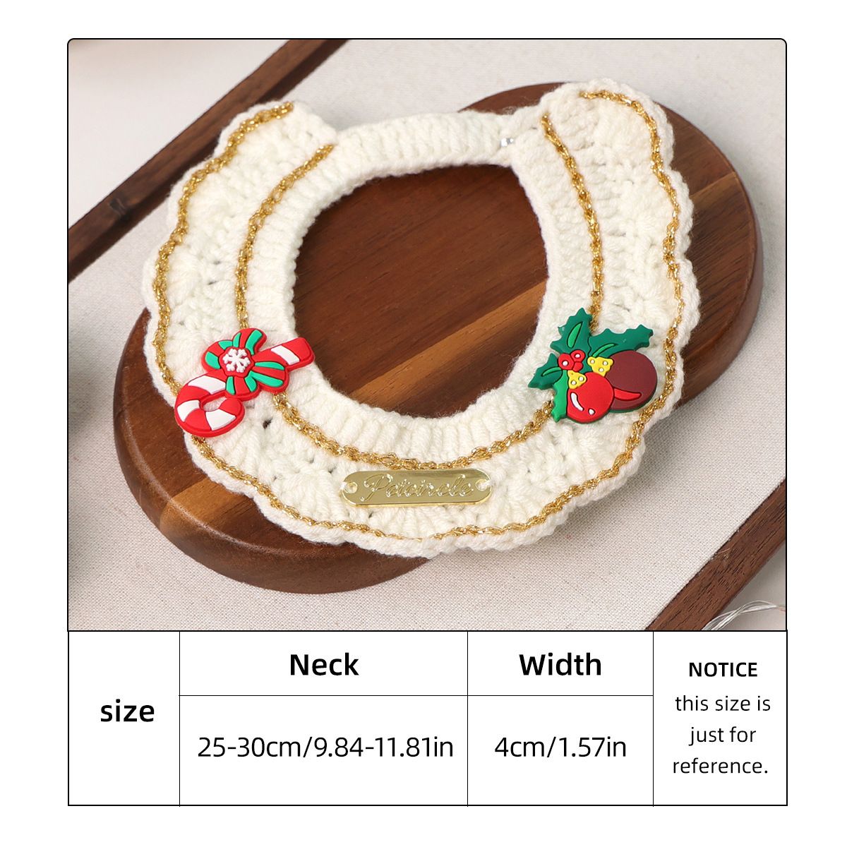 Christmas Pet Collarï¼ˆCane and pine coneï¼‰ Knitted Festive Dog Cat Collar Red Green Adjustable Soft Lightweight Holiday Pet Accessories for Small Dogs and Cats  Party Wear