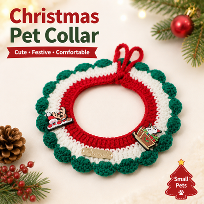 Christmas Pet Collarï¼ˆSnowman, deer, old manï¼‰ Knitted Festive Dog Cat Collar Red Green Adjustable Soft Lightweight Holiday Pet Accessories for Small Dogs and Cats  Party Wear