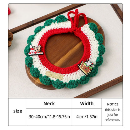 Christmas Pet Collarï¼ˆSnowman, deer, old manï¼‰ Knitted Festive Dog Cat Collar Red Green Adjustable Soft Lightweight Holiday Pet Accessories for Small Dogs and Cats  Party Wear