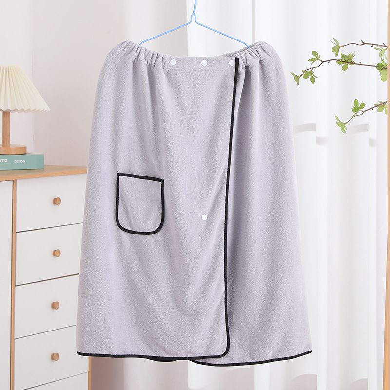 Menâ€™s Bath Wrap Microfiber Quick Dry Absorbent Adjustable Snap Closure Grey Bath Towel Wrap Lightweight Bathroom Spa Gym Travel Use 70x150cm Comfortable Fit