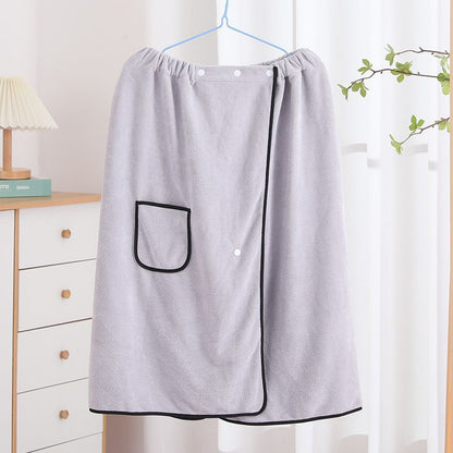 Menâ€™s Bath Wrap Microfiber Quick Dry Absorbent Adjustable Snap Closure Grey Bath Towel Wrap Lightweight Bathroom Spa Gym Travel Use 70x150cm Comfortable Fit