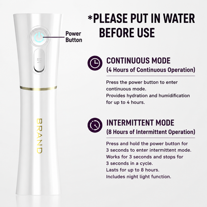 White 2 in 1 Portable Facial Mist Humidifier Nano Mist Sprayer Hydration Device USB Rechargeable Skin Moisturising Sprayer for Home Office Travel Beauty Skincare