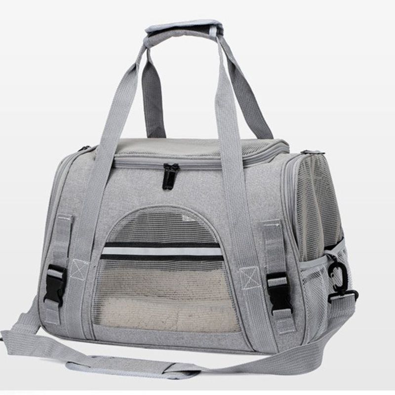 Grey Pet Carrier Bag - Breathable Meshfor Small Dogs and Cats  Travel Carrier Airline Travel Ready Adjustable Shoulder Strap Durable Ventilated Design (44x25x28cm)