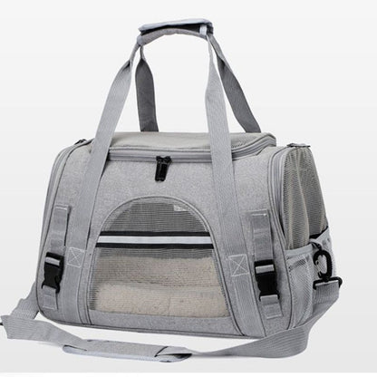 Grey Pet Carrier Bag - Breathable Meshfor Small Dogs and Cats  Travel Carrier Airline Travel Ready Adjustable Shoulder Strap Durable Ventilated Design (44x25x28cm)