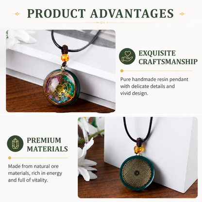 Orgone Energy Pendant Necklace Handmade Crystal Resin Necklace Adjustable Cord Spiritual Jewelry Gift for Men Women