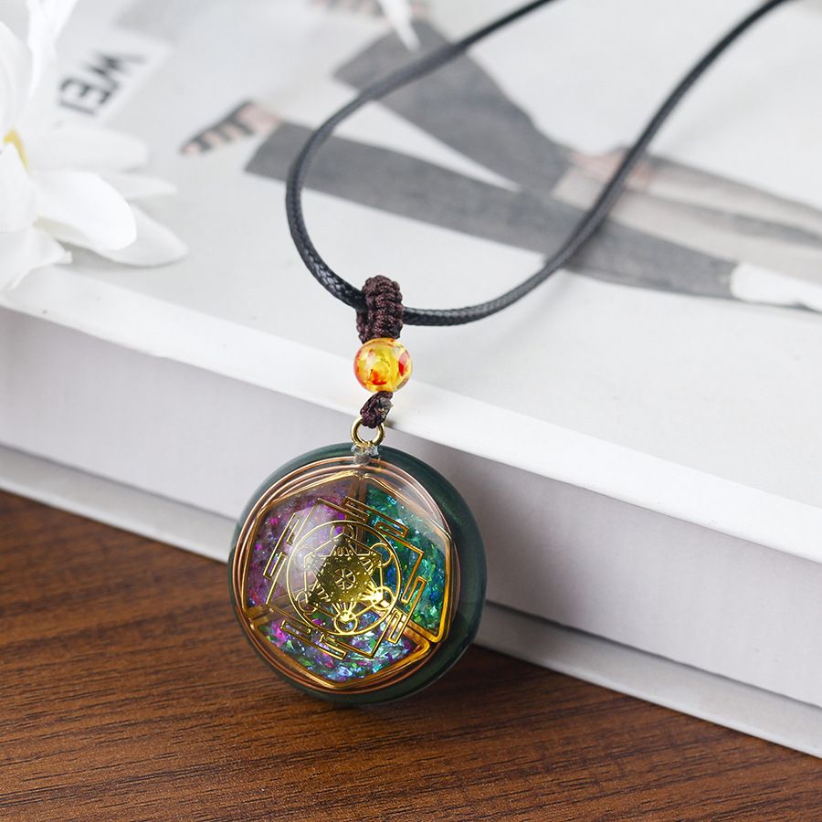Orgone Energy Pendant Necklace Handmade Crystal Resin Necklace Adjustable Cord Spiritual Jewelry Gift for Men Women