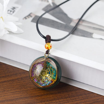 Orgone Energy Pendant Necklace Handmade Crystal Resin Necklace Adjustable Cord Spiritual Jewelry Gift for Men Women