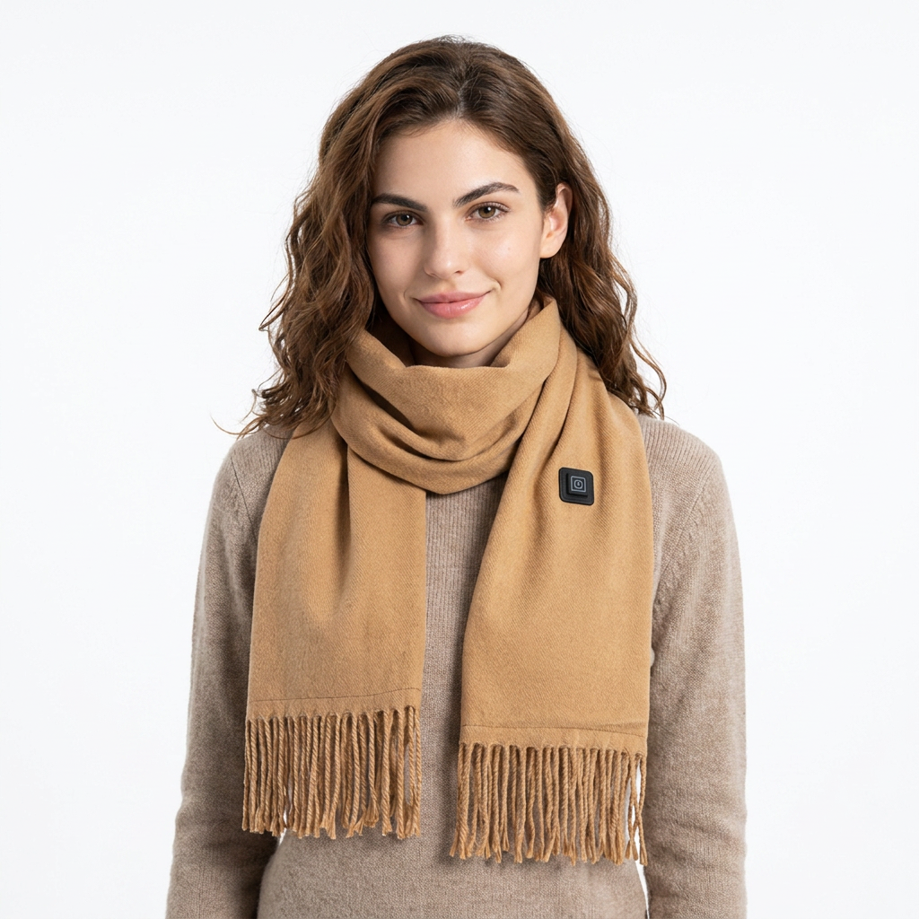 Camel USB Heated Scarf Electric Heating Winter Scarf Smart Temperature Control Warm Thermal Neck Warmer USB Powered Heated Scarf for Women Men