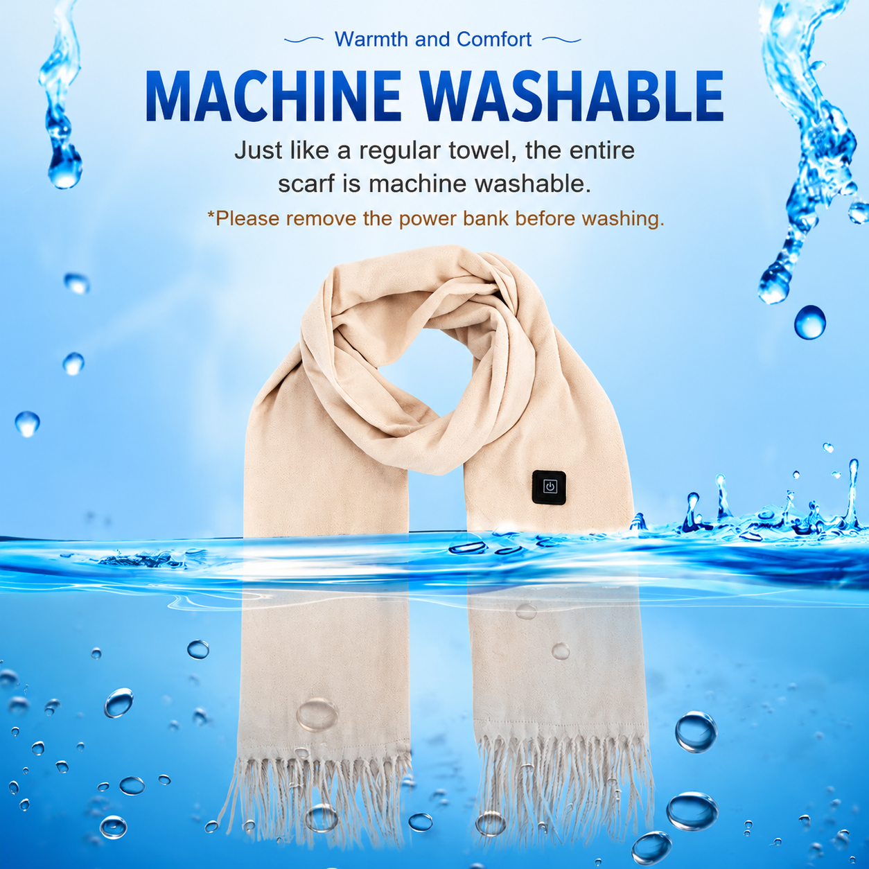 Camel USB Heated Scarf Electric Heating Winter Scarf Smart Temperature Control Warm Thermal Neck Warmer USB Powered Heated Scarf for Women Men