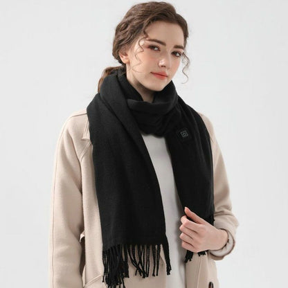 Black USB Heated Scarf Electric Heating Winter Scarf Smart Temperature Control Warm Thermal Neck Warmer USB Powered Heated Scarf for Women Men