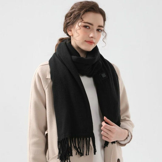 Black USB Heated Scarf Electric Heating Winter Scarf Smart Temperature Control Warm Thermal Neck Warmer USB Powered Heated Scarf for Women Men