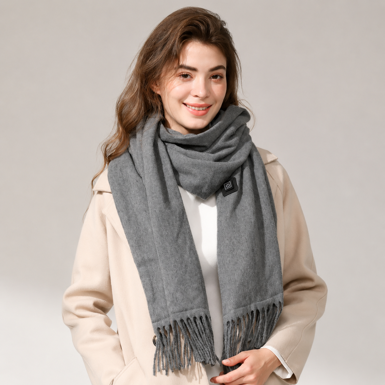 Gray USB Heated Scarf Electric Heating Winter Scarf Smart Temperature Control Warm Thermal Neck Warmer USB Powered Heated Scarf for Women Men