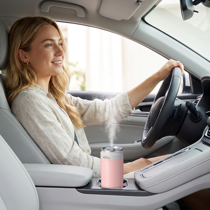 Pink USB Rechargeable Humidifier Aroma Diffuser Mini Can Mist Maker Portable Car Home Desktop Air Moisturizer with LED Light