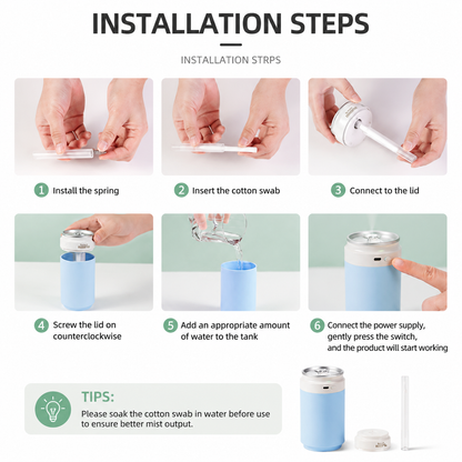 Pink USB Rechargeable Humidifier Aroma Diffuser Mini Can Mist Maker Portable Car Home Desktop Air Moisturizer with LED Light