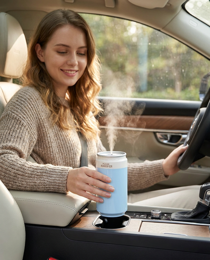 Blue USB Rechargeable Humidifier Aroma Diffuser Mini Can Mist Maker Portable Car Home Desktop Air Moisturizer with LED Light