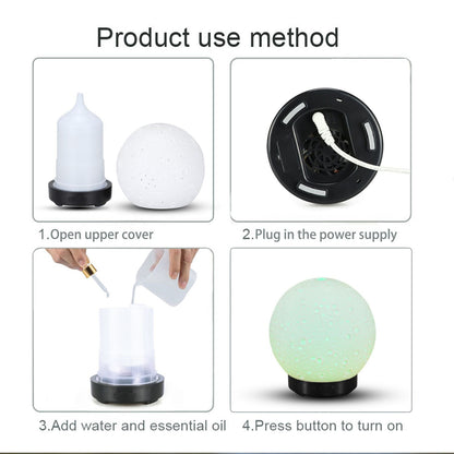 Moon Light Humidifier Aroma Diffuser (Light wood grain base) with LED Night Light, USB Desktop Essential Oil Diffuser Cool Mist Maker for Bedroom Office Home Relaxation