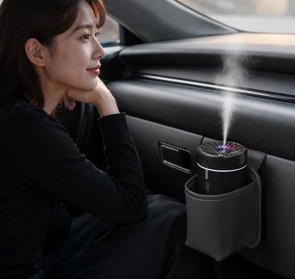 Black Car Aroma Diffuser Humidifier with Storage Box, USB Powered Car Air Freshener Mist Maker, Portable Vehicle Humidifier with Organizer Holder, Essential Oil Diffuser for Auto Interior Decoration