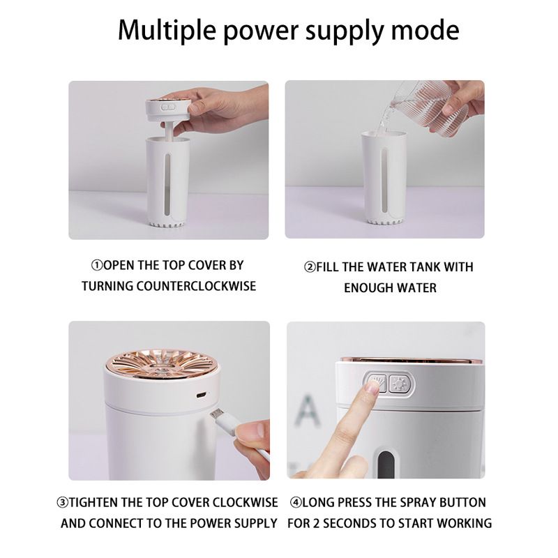 Black USB Rechargeable Car Aroma Diffuser Humidifier with Ambient Light, 300ml Portable Mist Air Freshener for Vehicle Office Home