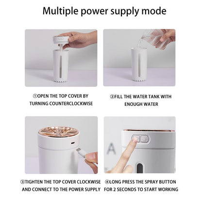 Black USB Rechargeable Car Aroma Diffuser Humidifier with Ambient Light, 300ml Portable Mist Air Freshener for Vehicle Office Home